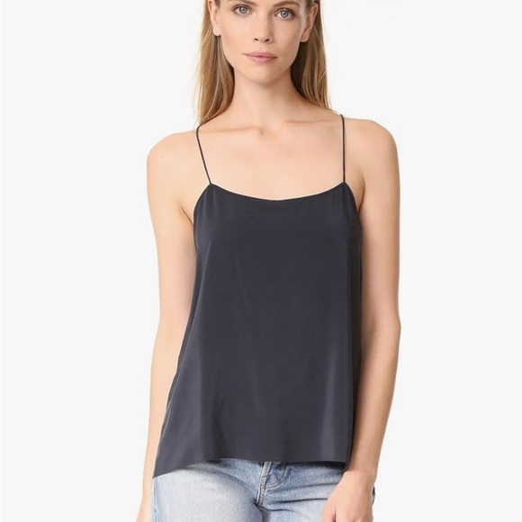 Theory Vanissa Summer Silk Wrap Top Criss Cross Back in Navy Blue Women’s Large - Picture 3 of 11